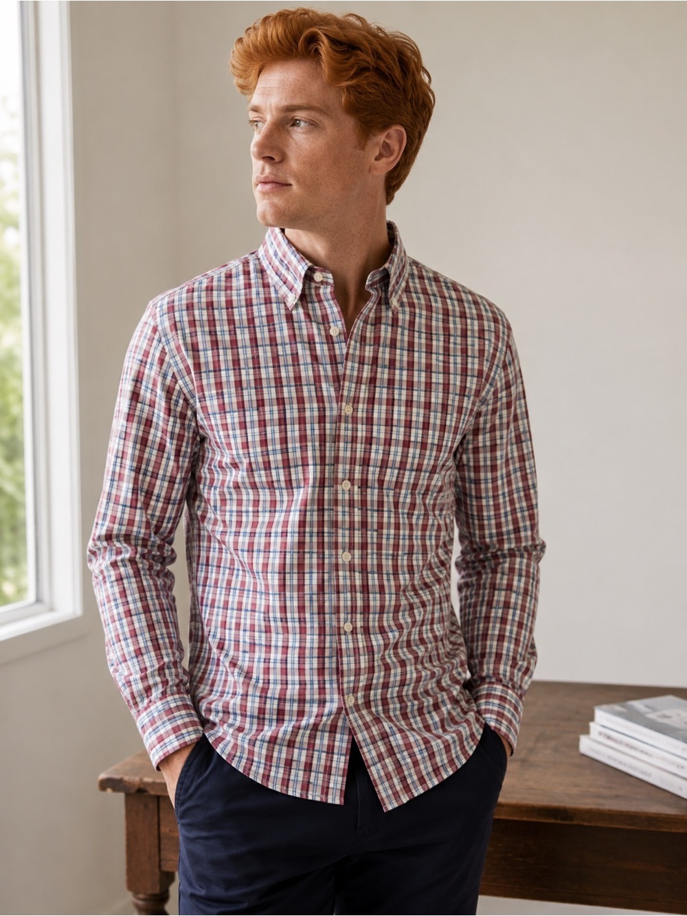 Egara size large button down non iron excellent like-new condition 100% cotton